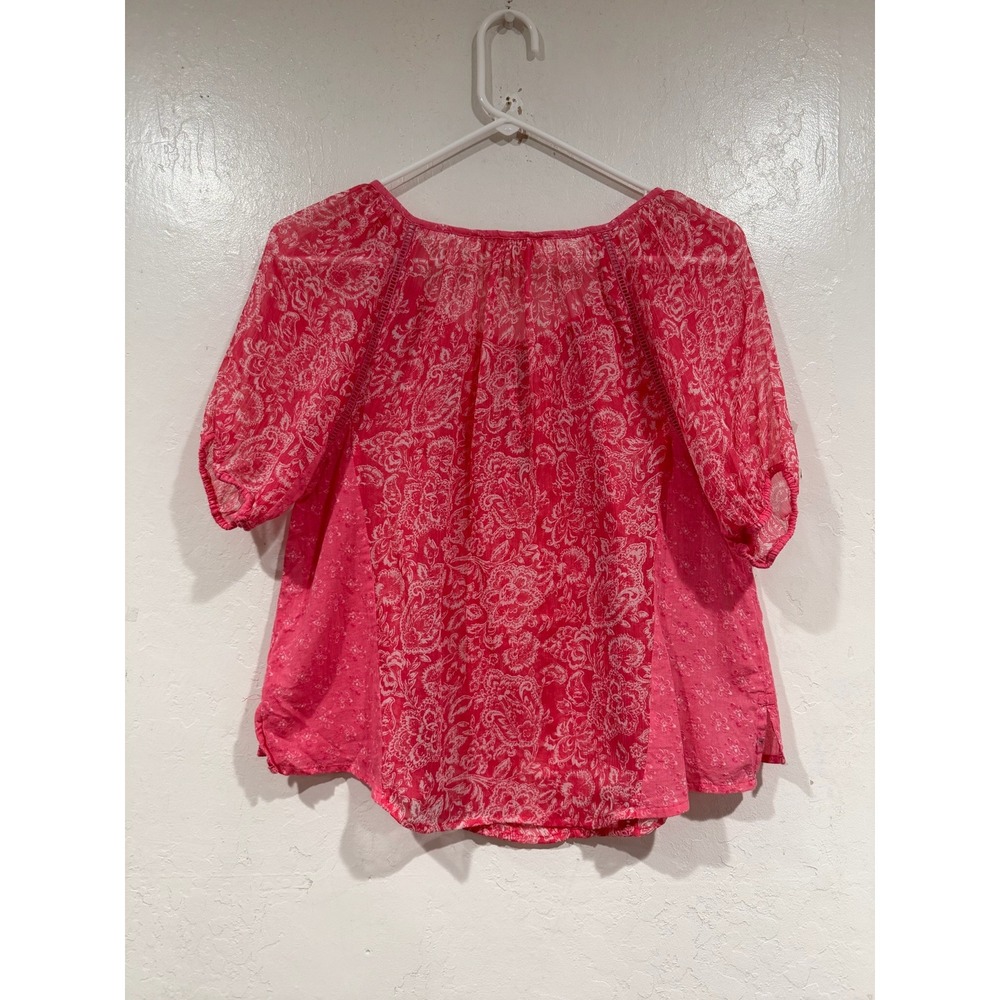 Abercrombie & Fitch Pink Paisley Floral Tassel Peasant Blouse Top Small - Picture 3 of 6